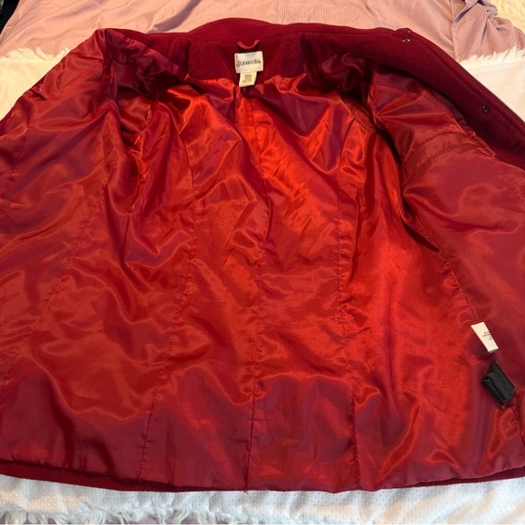 St John’s Bay Dark Red Wool Cashmere Blend Coat w/ Hood Lined Medium READ - Picture 12 of 15